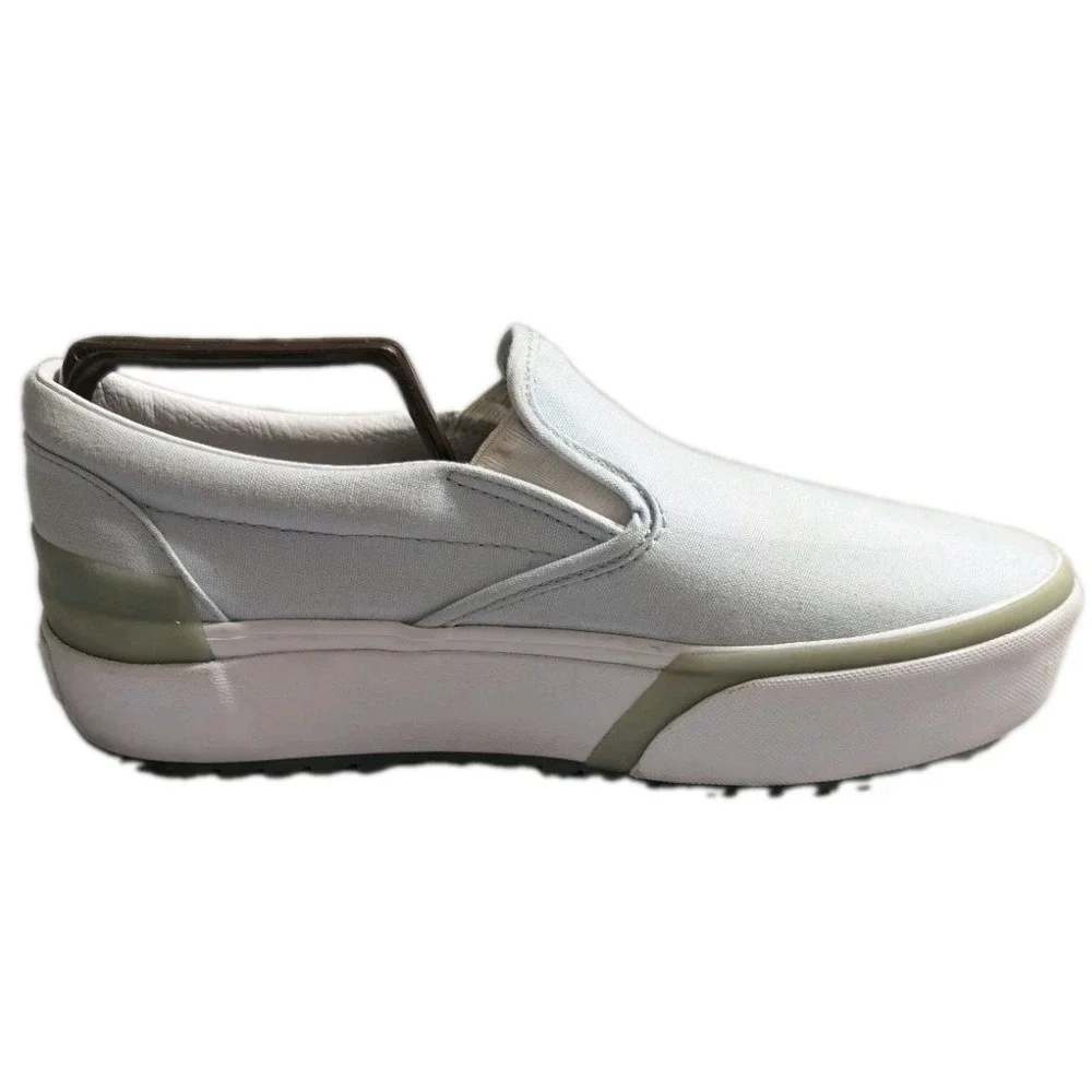 Vans Slip-On Stack Platform Shoes Mens 8 Womens 9.5 Light Blue Canvas